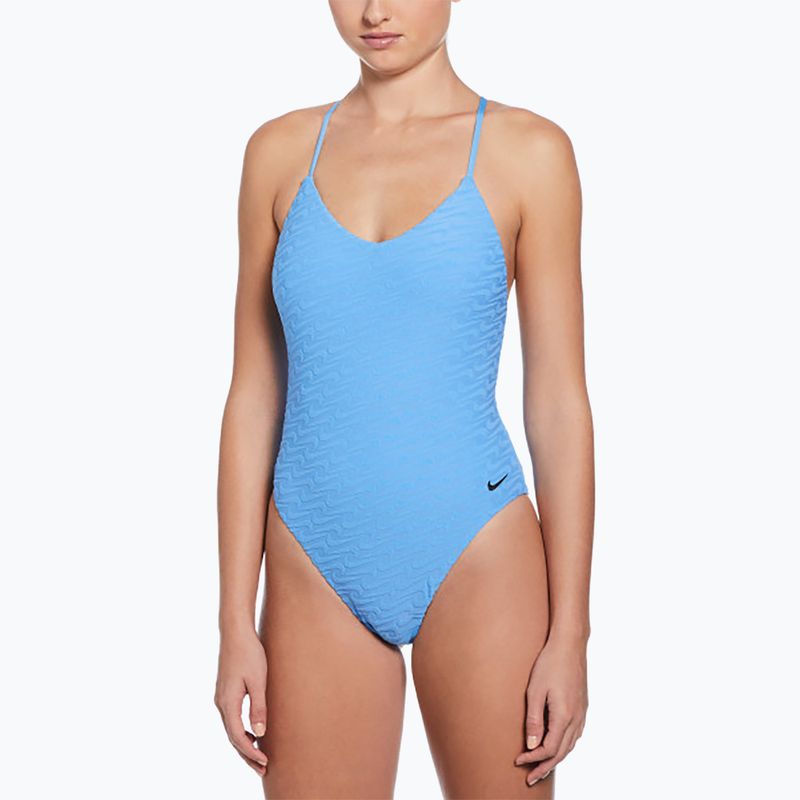 Női egyrészes fürdőruha Nike Swoosh Link Y-Back egyetem kék