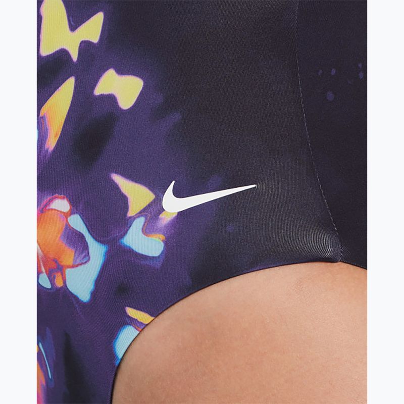 Nike Floral Blur V-nyakú női egyrészes fürdőruha fekete 4