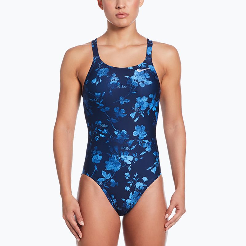 Nike Hydrastrong Fastback női egyrészes fürdőruha éjfekete tengerészkék