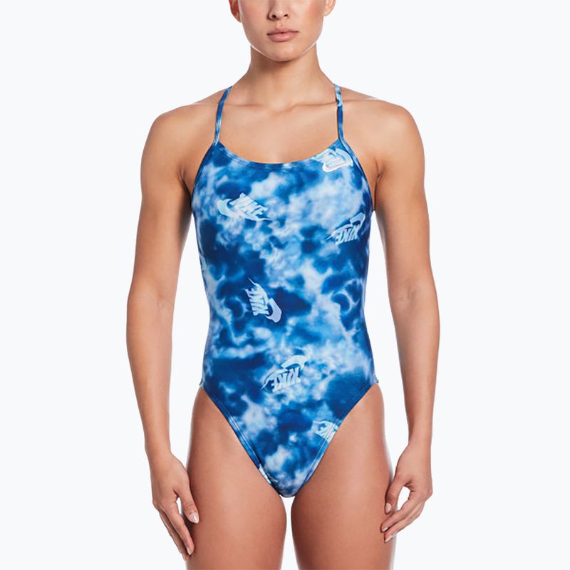 Női egyrészes fürdőruha Nike Hydrastrong Cutout kék