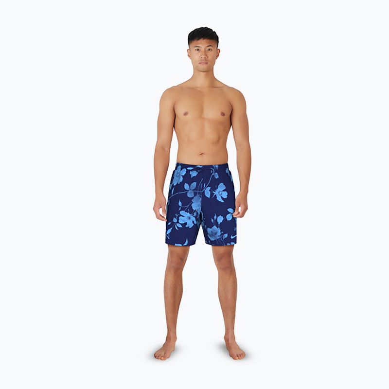 Férfi Nike Fine Floral 7" Volley úszónadrág éjfekete tengerészkék 5