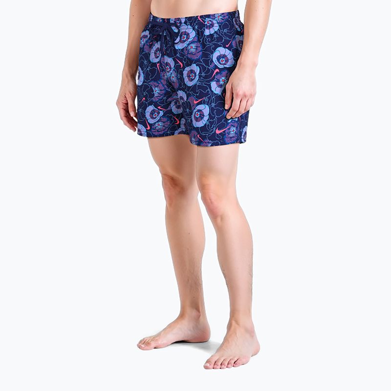 Férfi fürdőnadrág Nike Multi Poppy Print 5" Volley midnight navy