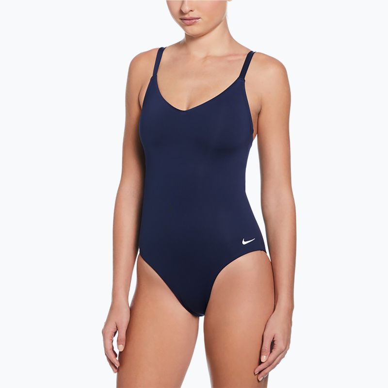 Női egyrészes fürdőruha Nike Essential V-Neck midnight navy