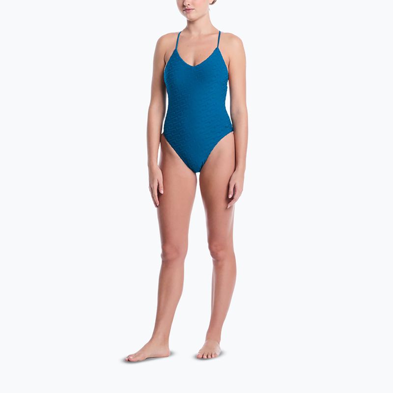 Női egyrészes fürdőruha Nike Swoosh Link Y-Back green abyss 2