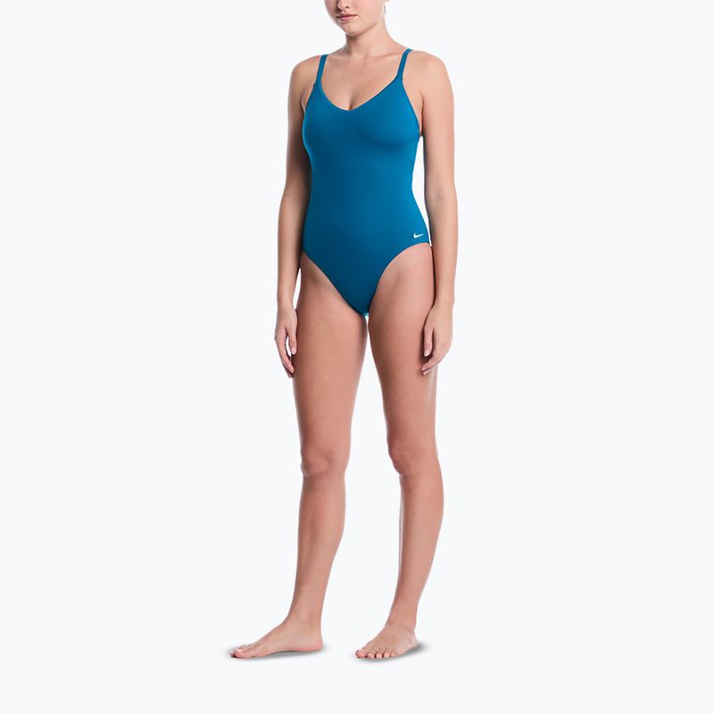 Női egyrészes fürdőruha Nike Essential V-Neck green abyss 2