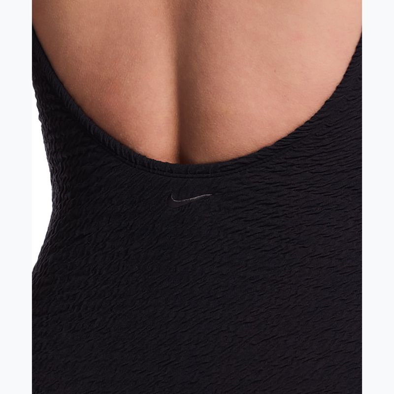 Női egyrészes fürdőruha Nike Shoreline Pucker Scoop Neck black 4