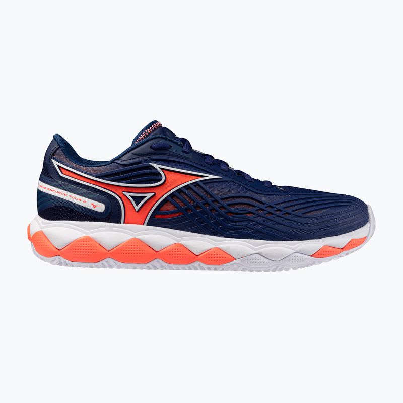 Férfi teniszcipő Mizuno Wave Enforce Tour 2 CC beacon blue/white/lava orange 8