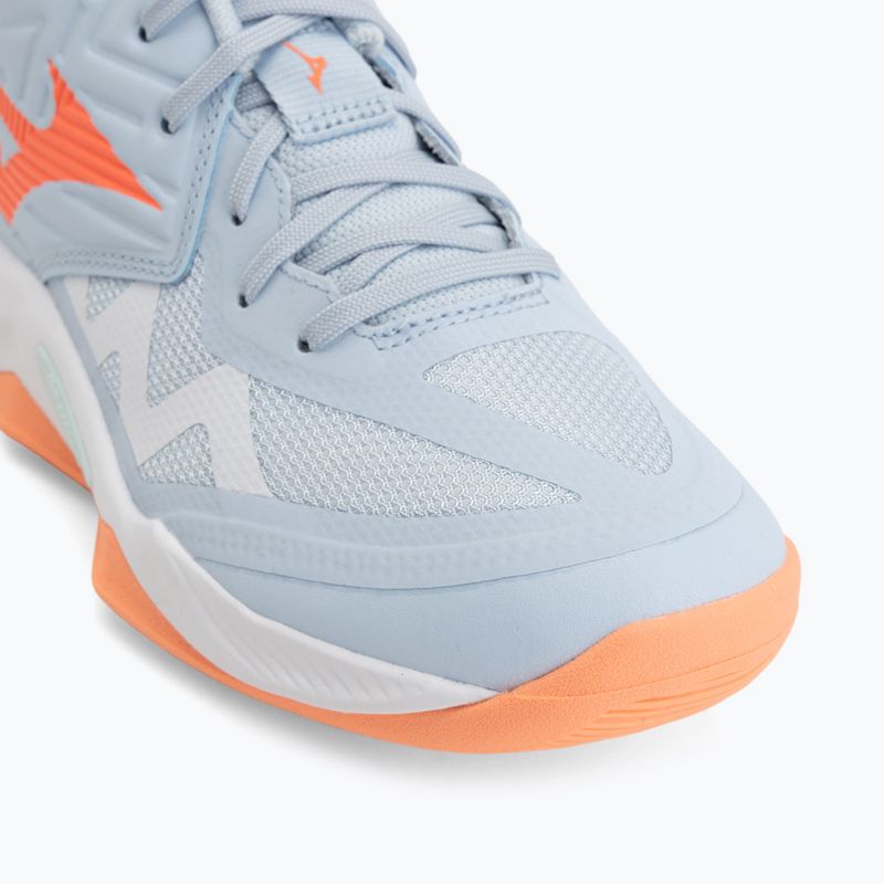 Női röplabda cipő Mizuno Wave Momentum Pro Mid blue finch/lava orange/flamingo coral 7