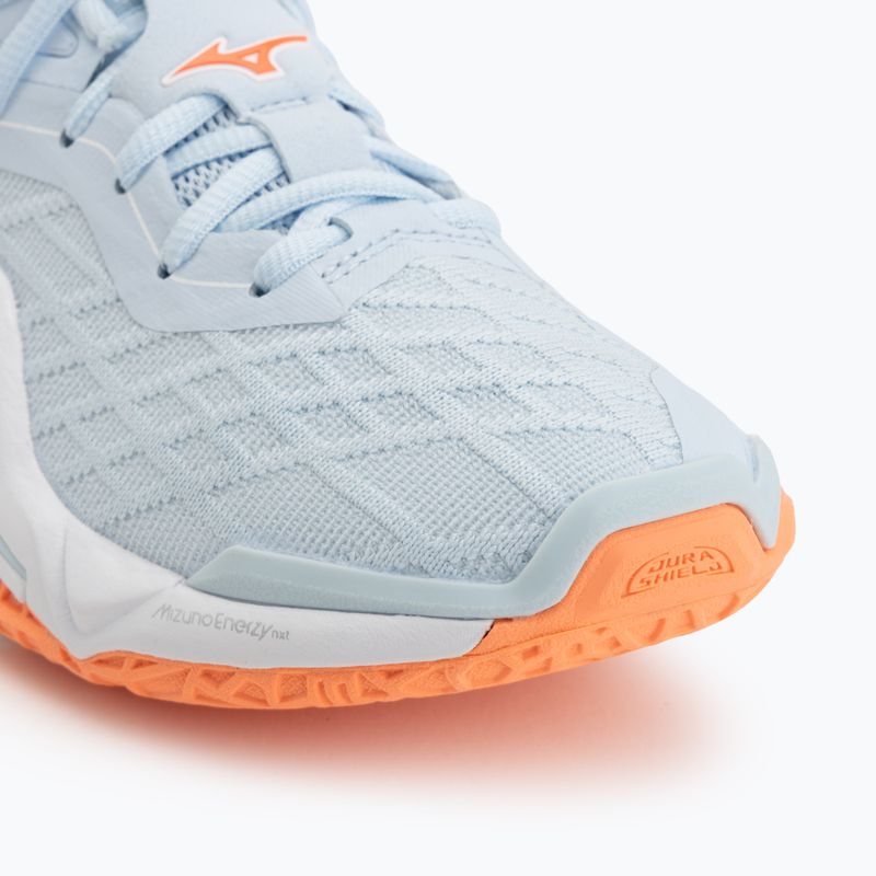 Női kézilabda cipő Mizuno Wave Stealth Neo 2.1 blue finch/lava orange/white 7