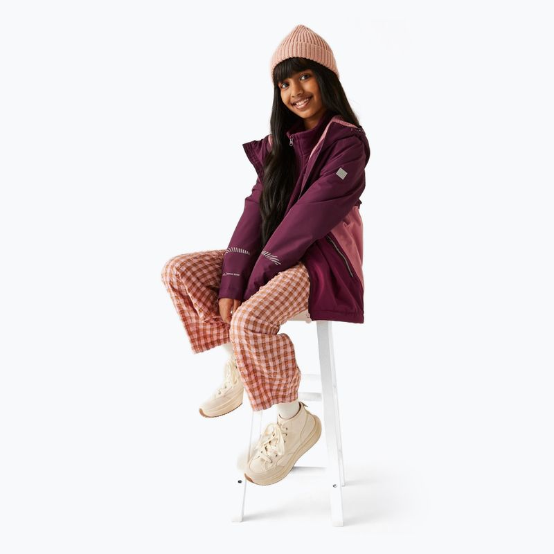Gyerek széldzseki REGATTA Hillain Warm fig/dark pimento/dusty rose 10