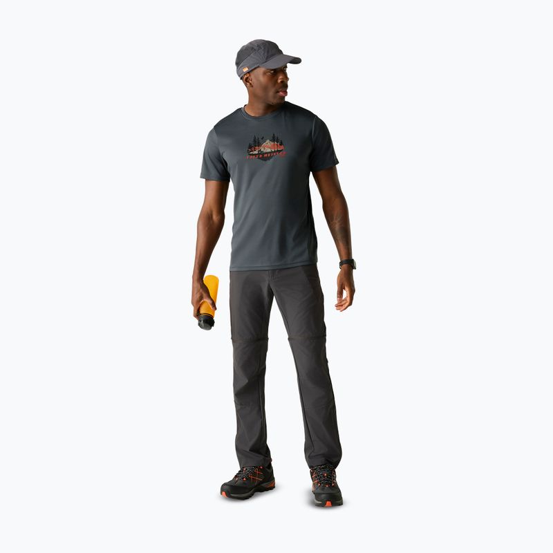 Férfi túrapóló REGATTA Fingal Slogan dark storm 2