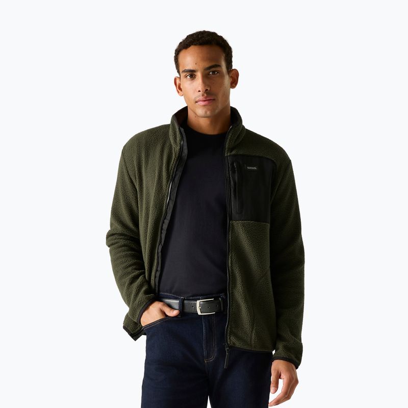 Férfi polár pulóver REGATTA Frankie Borg dark khaki/black 4