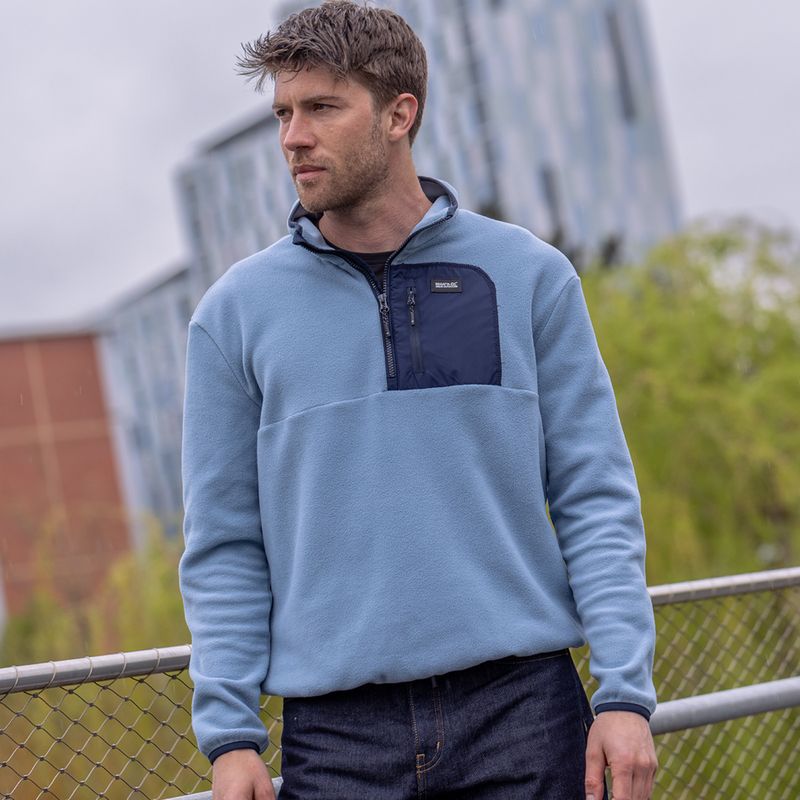 Férfi polár pulóver REGATTA Frankie Borg Half Zip grey mirage/black 10