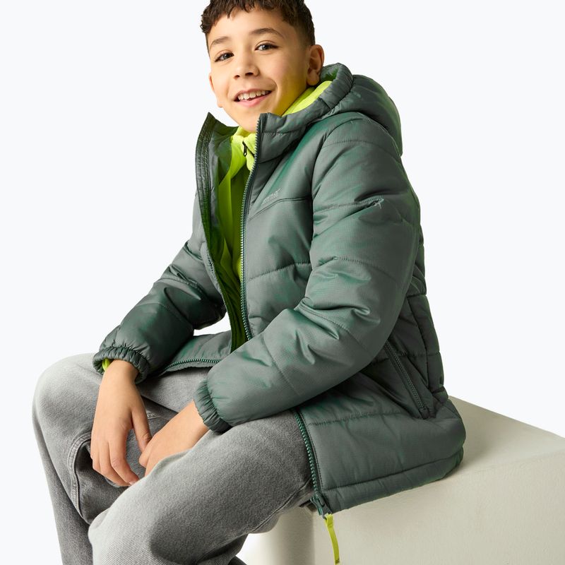Gyerek bélelt kabát REGATTA Lofthouse dark forest green/wild lime 7