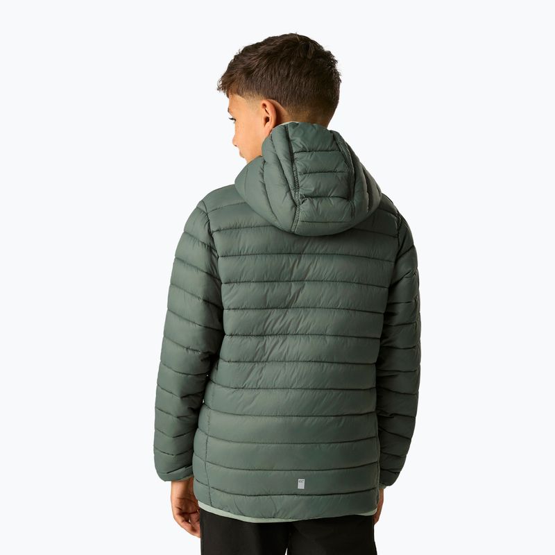 Gyermek pehelykabát REGATTA Hooded Marizion dark forest green/wild lime 4