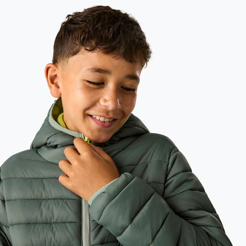 Gyermek pehelykabát REGATTA Hooded Marizion dark forest green/wild lime 8