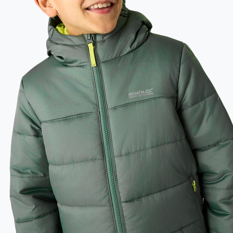 Gyermek pehelykabát REGATTA Hooded Marizion dark forest green/wild lime 11