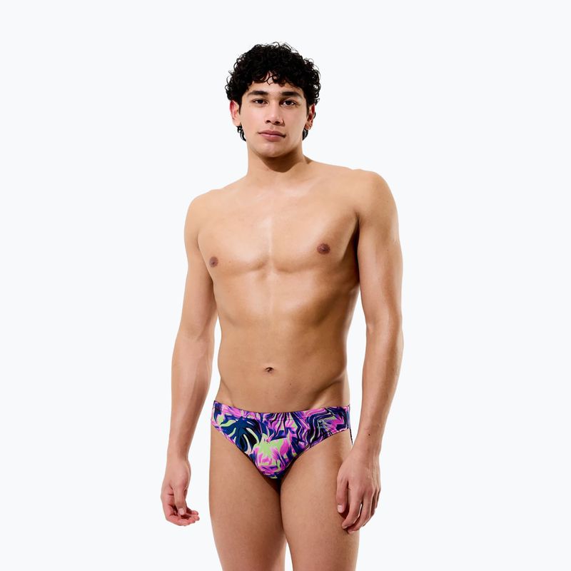 Férfi úszóalsó Speedo Printed Brief techno jungle/orchid shine 3