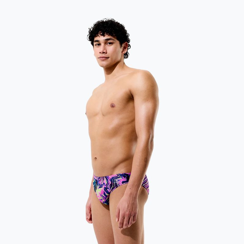 Férfi úszóalsó Speedo Printed Brief techno jungle/orchid shine 5