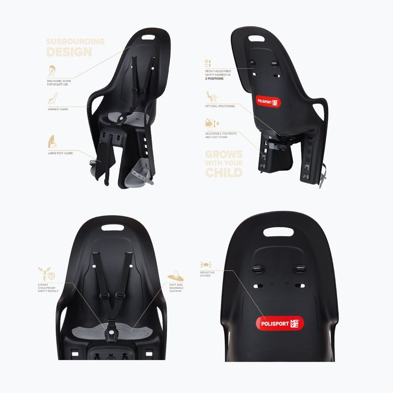 Bicikli ülés Polisport Koari Mik HD black/grey 6