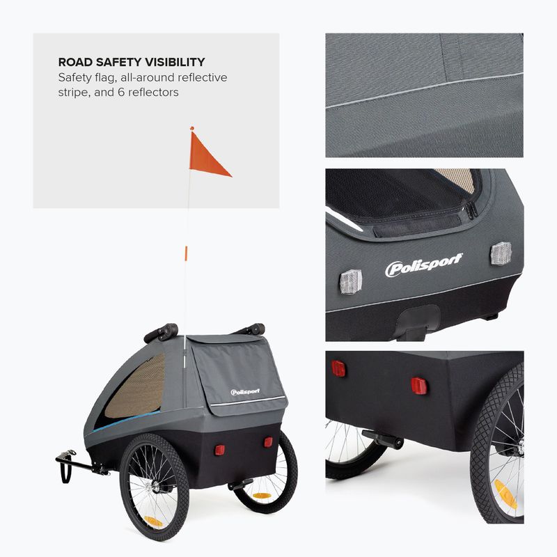 Kerékpár utánfutó Polisport Kids Trailer&Stroller black/grey 5
