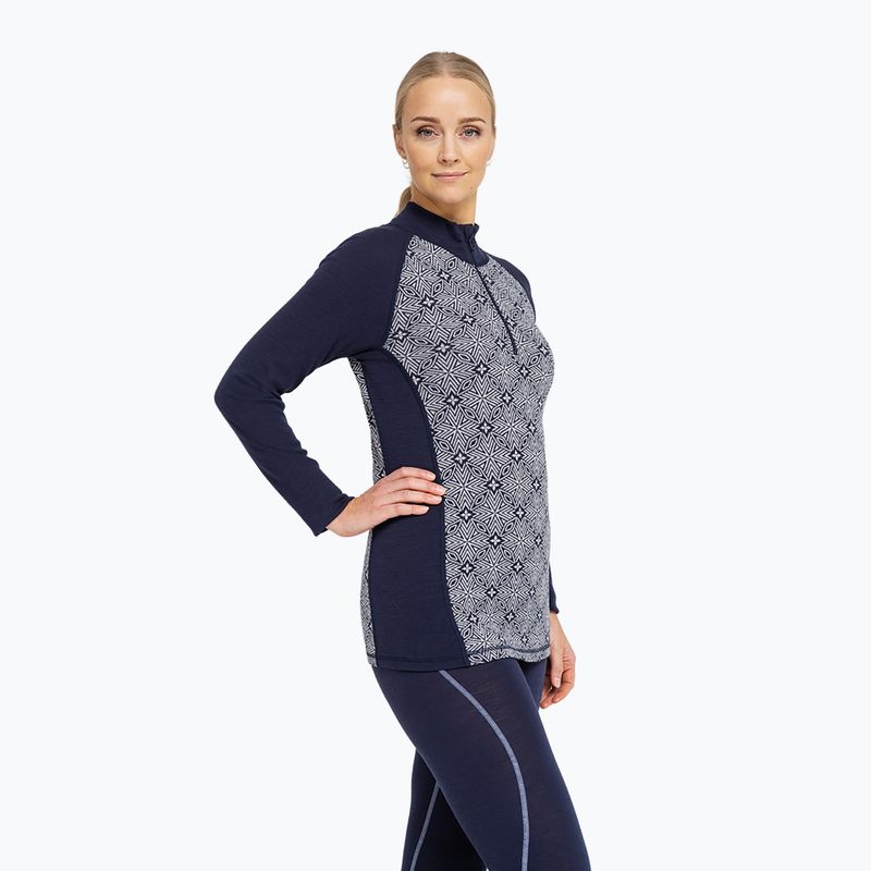 Női Termoaktiv pulóver Dovre Wool Organic Half Zip navy 3