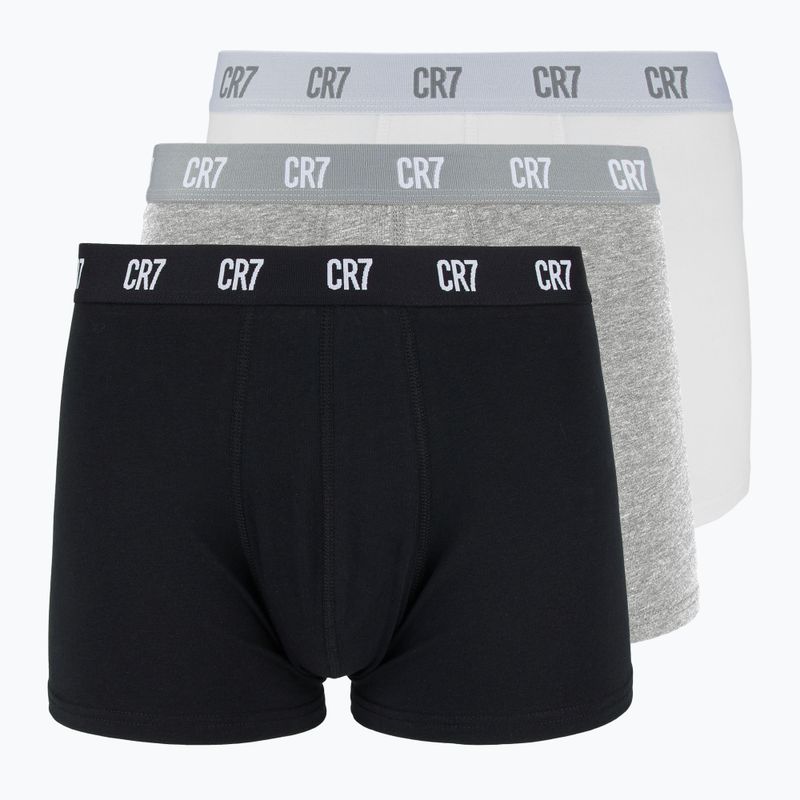 Férfi CR7 Basic Trunk boxeralsó 3 pár fehér/ szürkésnarancs/ fekete