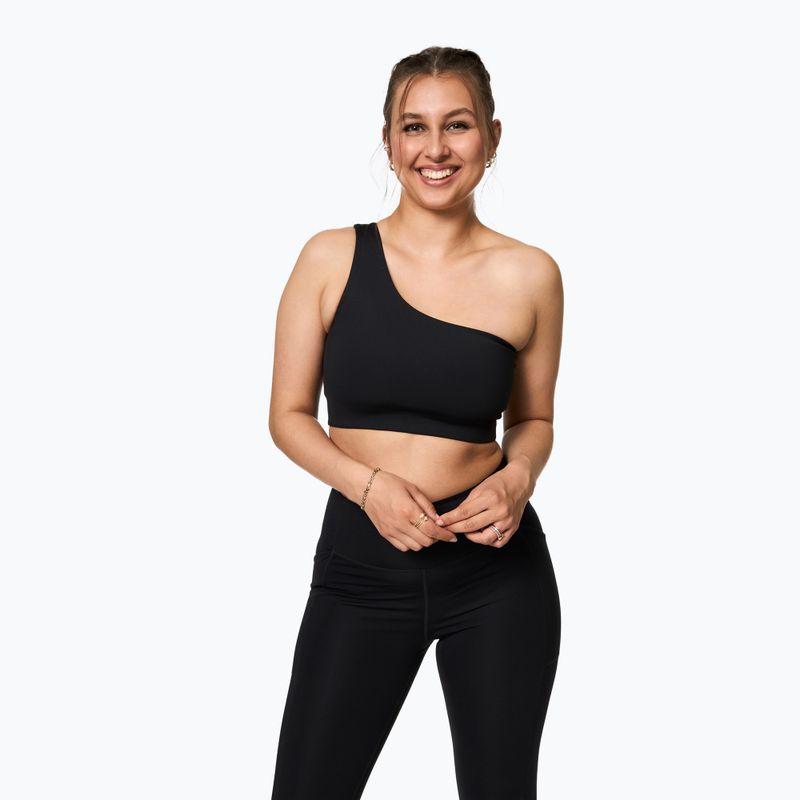 Girlfriend Collective Bianca One Shoulder edzőmelltartó fekete
