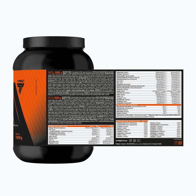 Szénhidrát-fehérje étrendkiegészítő Trec Endu Recovery Shake 1000 g csokoládé 2