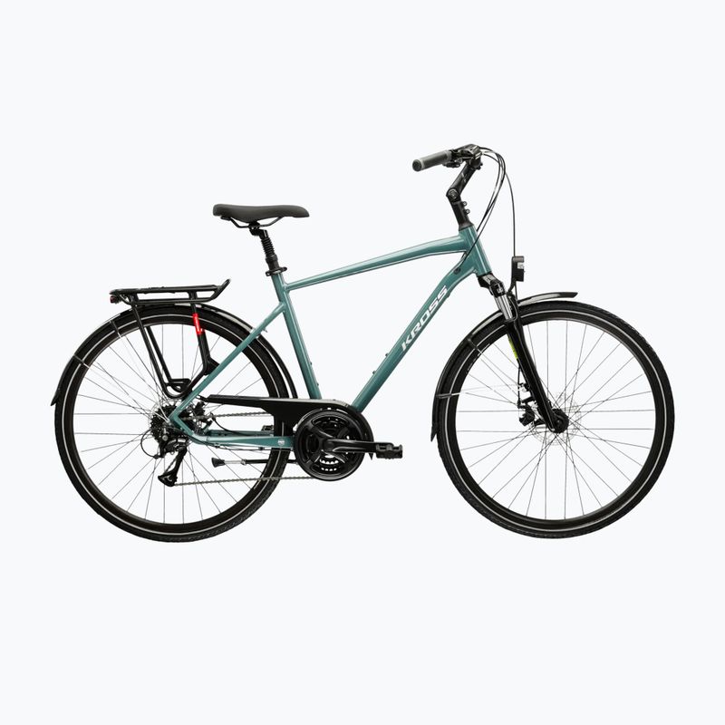 Férfi trekking kerékpár KROSS Trans 3.0 green/silver/gloss
