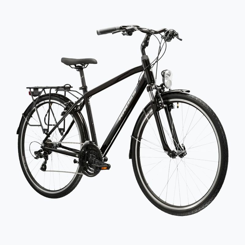 Férfi trekking kerékpár KROSS Trans 1.0 black/silver/gloss 2