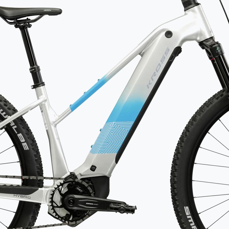 Női elektromos kerékpár KROSS Influx Hyb 5.0 W 29 cells 800 Wh silver/blue/gloss 11