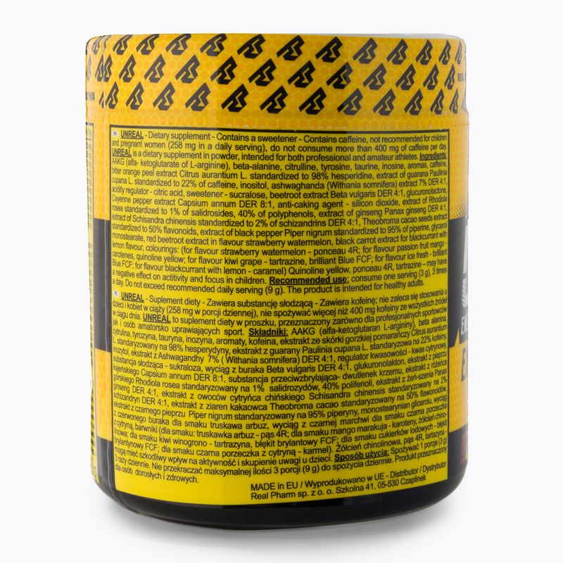 Real Pharm Unreal edzés előtti 360g fekete ribizli citrom 700957 2