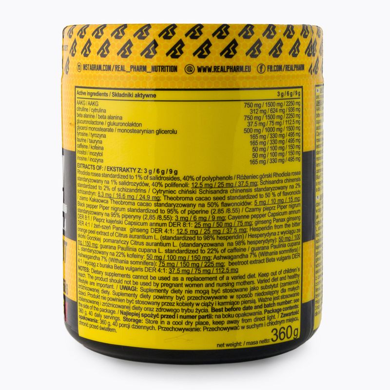 Real Pharm Unreal edzés előtti 360g fekete ribizli citrom 700957 3