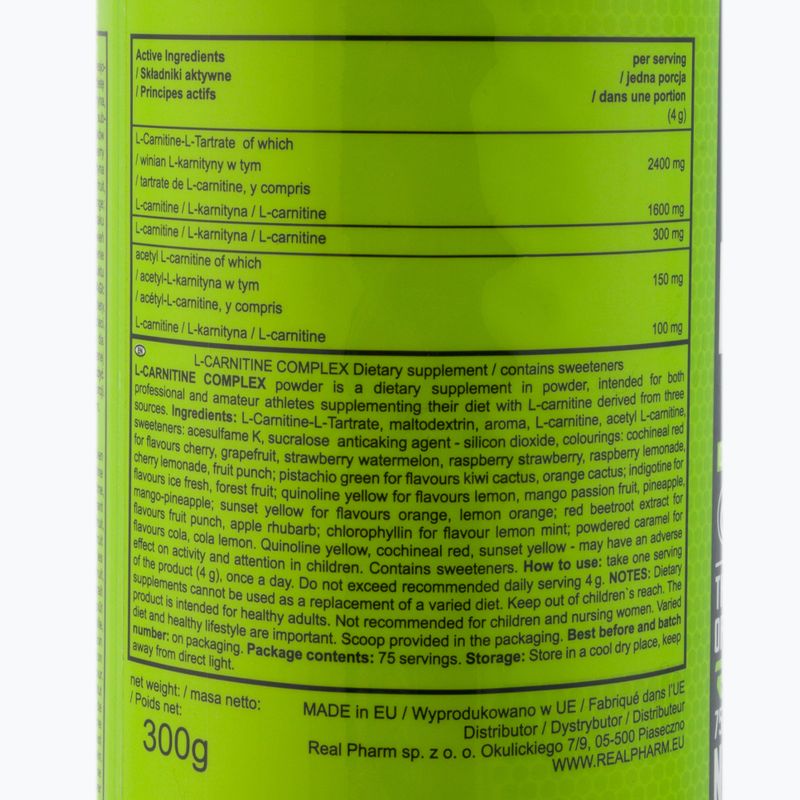 L-karnitin komplex Real Pharm zsírégető 300g málna-eper 703767 2