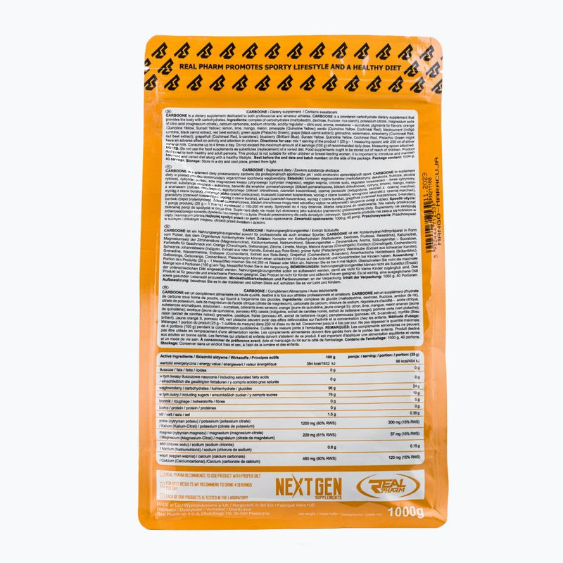 Carbo One Real Pharm szénhidrát 1kg mango-maracuja 712530 2