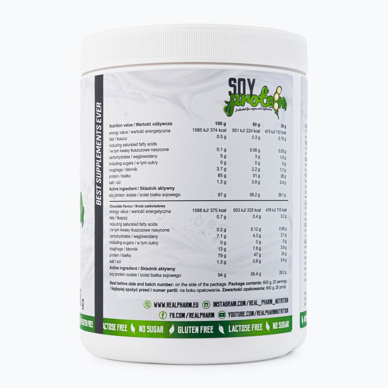 Whey Real Pharm szójafehérje 600g csokoládé 715340 2