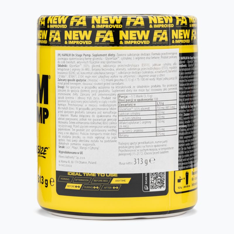 Edzés előtti táplálékkiegészítő Fitness Authority Napalm On Stage Pump 313 g dragon fruit 2