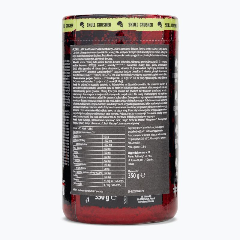 Edzés előtti táplálékkiegészítő Fitness Authority Skull Labs Skull Crusher 350 g dragon fruit 2