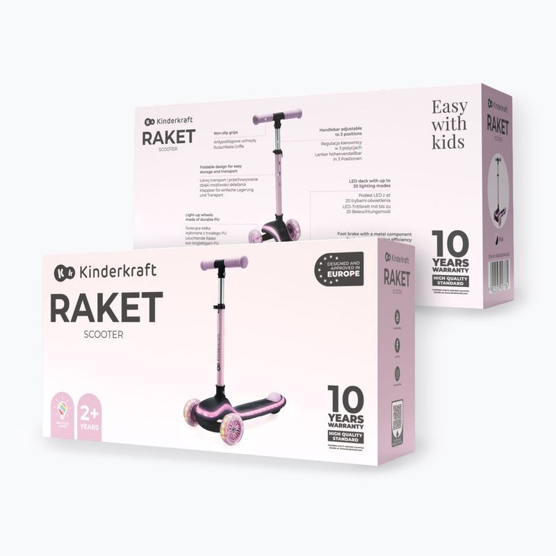 Gyermek háromkerekű roller Kinderkraft Raket pink 8