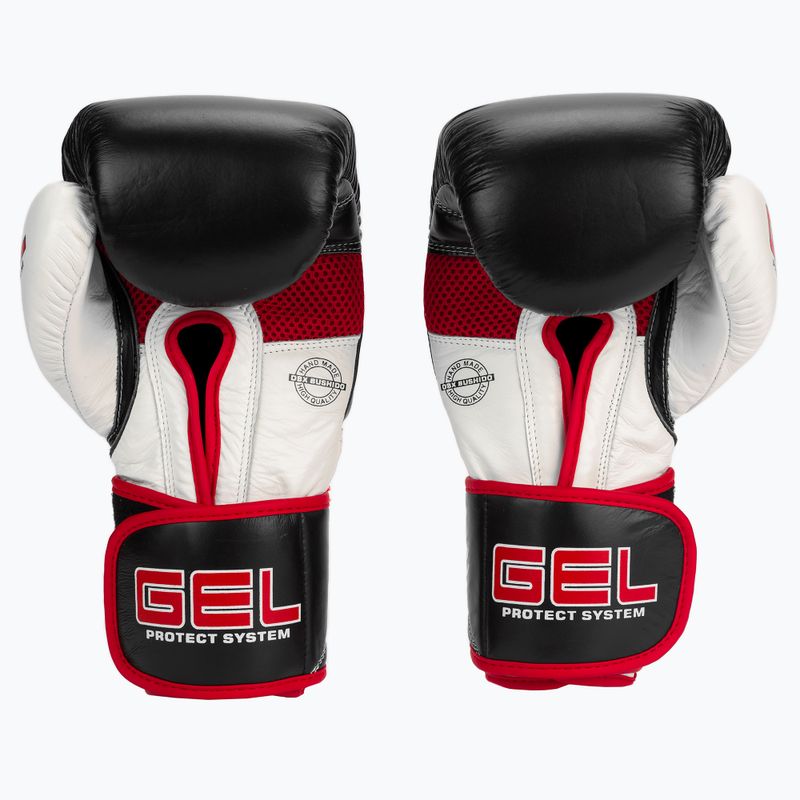 Bushido természetes bőrből készült bokszkesztyűk Gel technológiával fekete B-2v11a-12oz 2