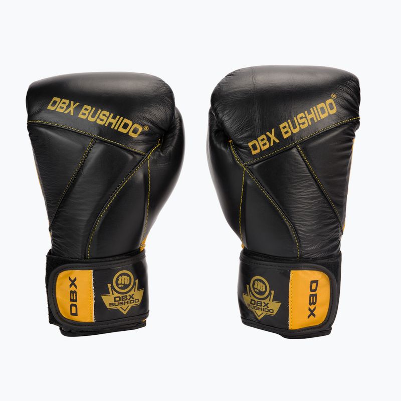 Bushido Természetes bőr bokszkesztyűk fekete B-2v14-10oz