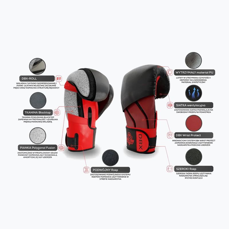 DBX BUSHIDO "Hammer - Red" Muay Thai bokszkesztyűk fekete/piros 14