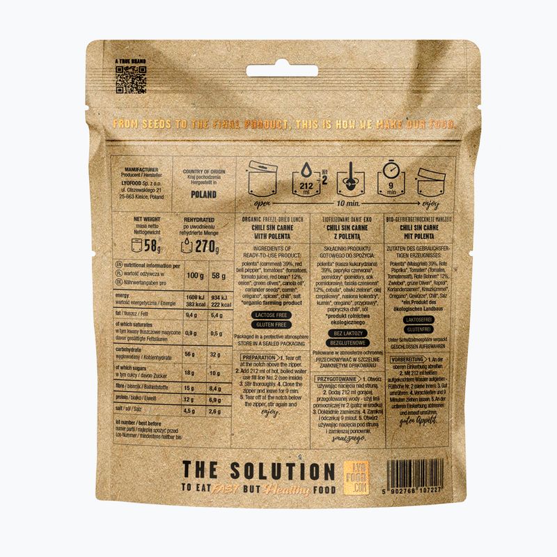 Liofilizált élelmiszer LYOFOOD Öko Chili sin Carne 270 g 3