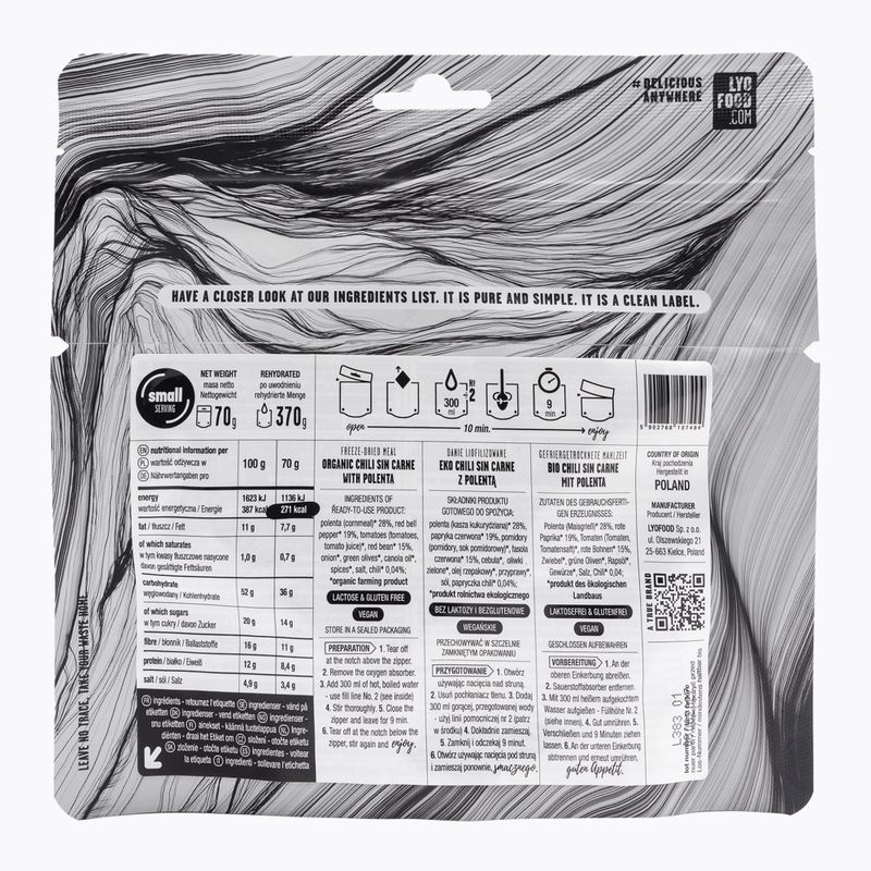 LYOFOOD EKO Chili sin carne polentával LF-7494 2