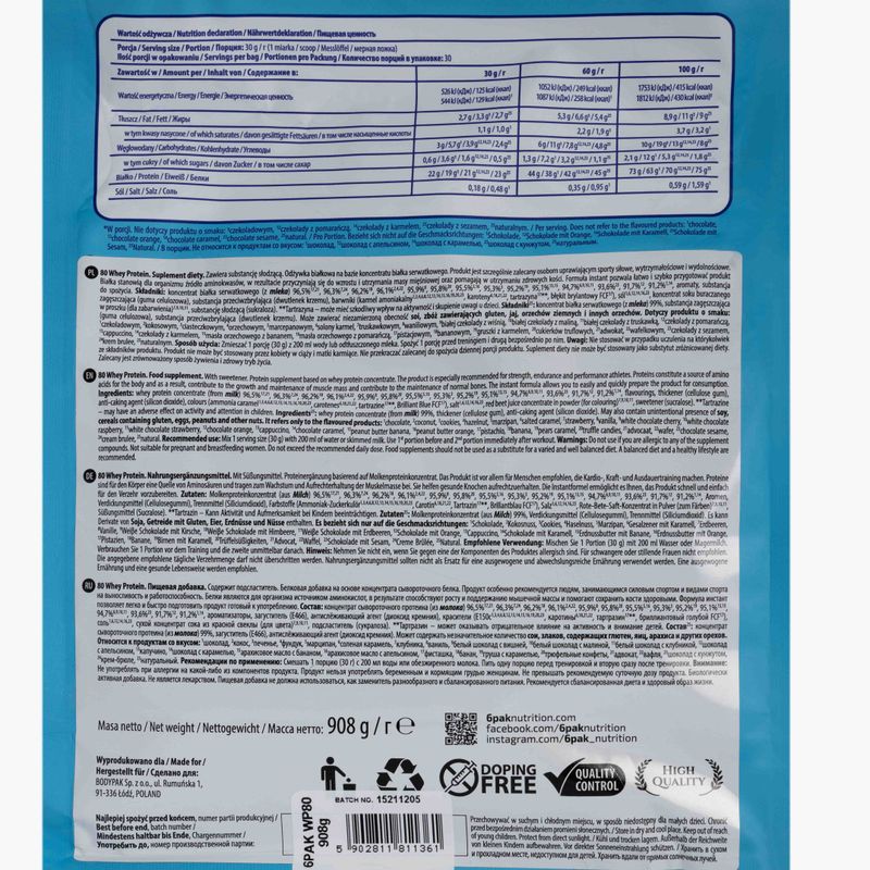 Tejsavó 6PAK 80 Protein 908g banán-mogyoróvaj PAK/162#BAMAS 2