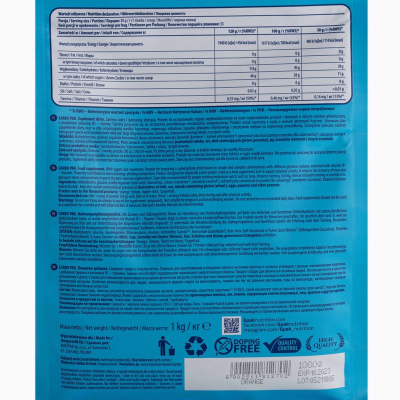 Carbo Pack 6PAK szénhidrátok 1000 g narancssárga PAK/212#POMAR 2
