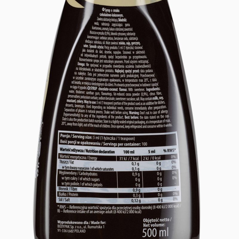 6PAK ZERO szirup 500ml csokoládé-kókusz PAK/219 2
