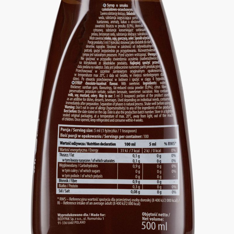 6PAK ZERO szörp 500ml csokoládé-mogyoró szörp PAK/221 2