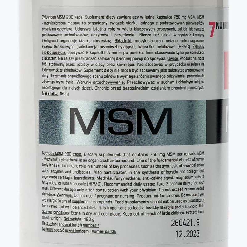 MSM 750mg 7Nutrition ízületi regeneráció 200 kapszula 7Nu000139 2